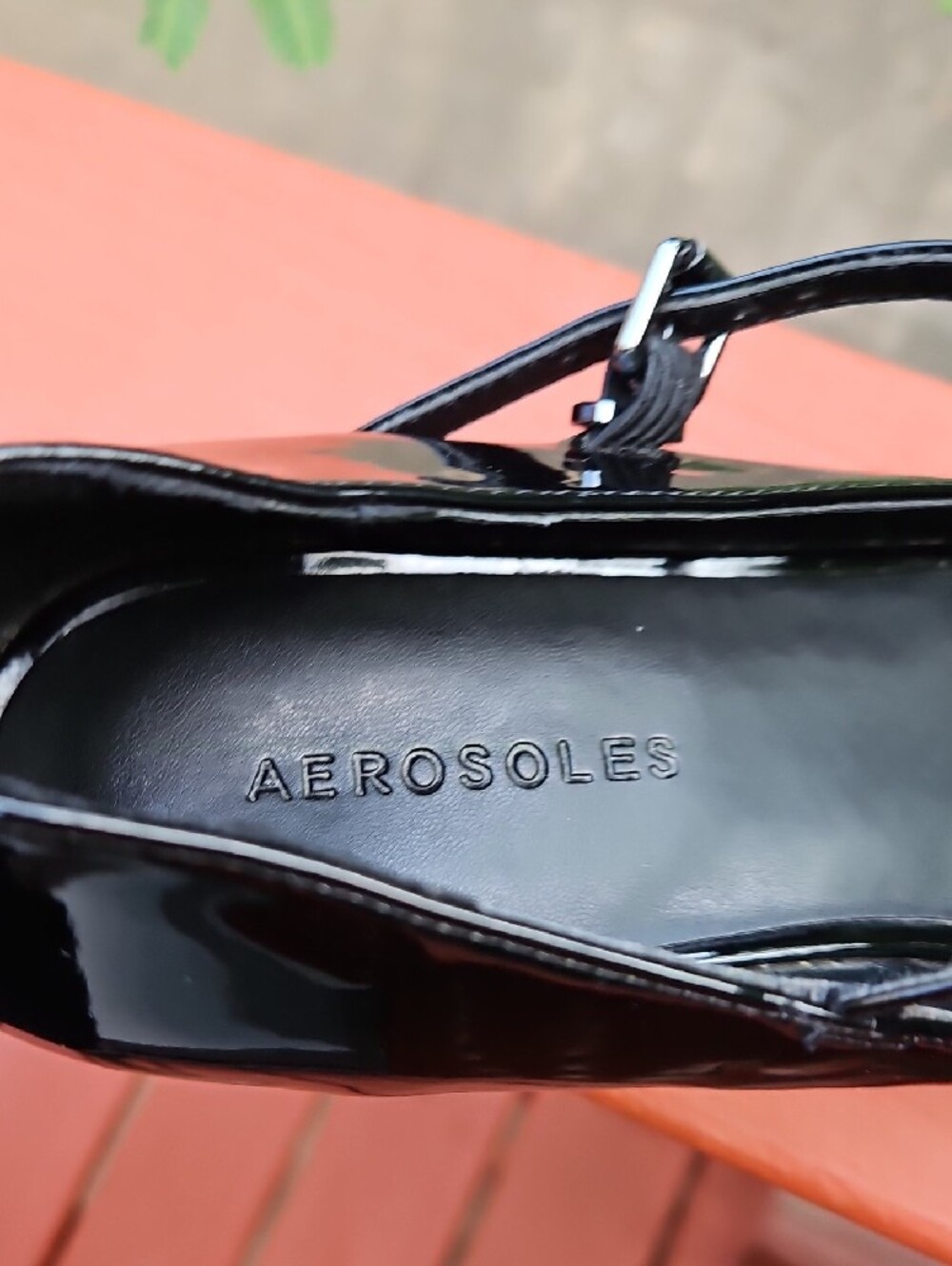 AEROSOLES SHANNON Black Patent  Mary Jane Platform Block Heels  Size 9W - Picture 16 of 17